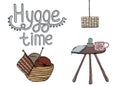 Cosy vector illustration hygge elements